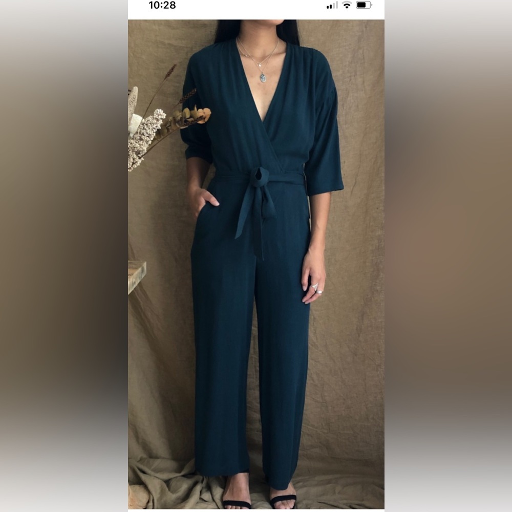Green jumpsuit Ève gravel